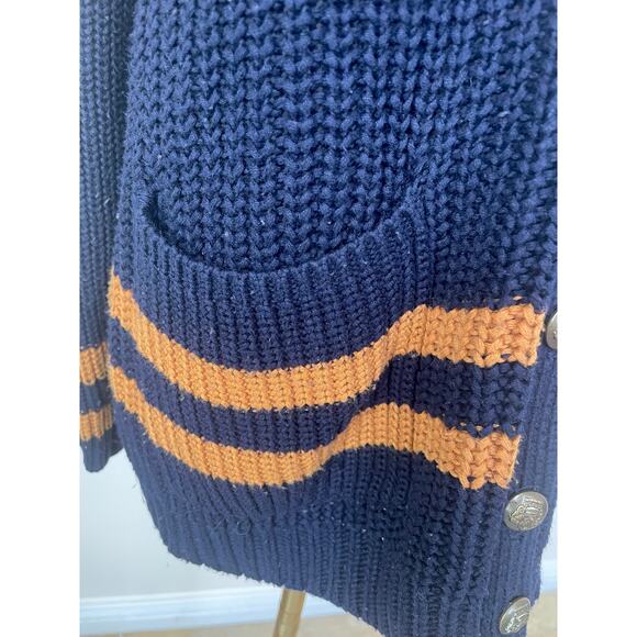 Womens Cardigan Sz L Striped Oversized Grandpa Chunky Fisherman Preppy Grunge - Picture 4 of 12